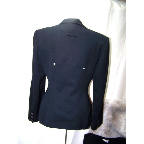 Vintage Cache Skirt Suit 2 Piece Military Blazer Stars 8 Black Wool - Picture 6 of 13